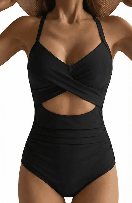 Women'S One Piece Swimsuits Tummy Control Cutout High Waisted Bathing Suit Wrap Tie Back 1 Piece Swimsuit