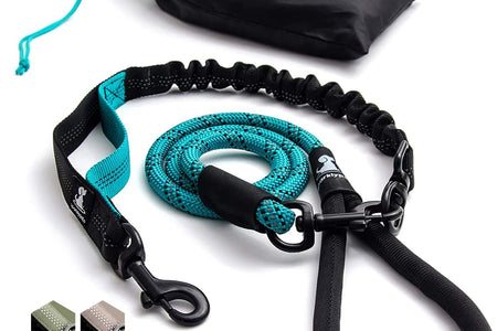 Heavy Duty Rope Bungee Leash for Large and Medium Dogs with Anti-Pull for Shock Absorption - No Slip Reflective Leash for Outside