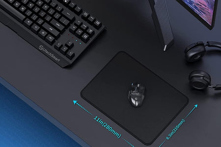 Mouse Pad,  Computer Mouse Pad with Stitched Edges, Washable Mouse Mat with Superior Micro-Weave Cloth, Gaming Mouse Pad for Office & Home, Non-Slip Rubber Base, Black