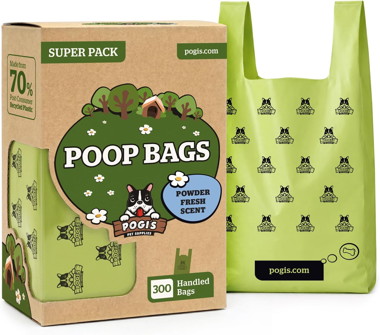 Pogi'S Dog Poop Bags with Easy-Tie Handles - 300 Doggy Leak-Proof, Ultra Thick, Scented Poop Bags for Dogs, Cat